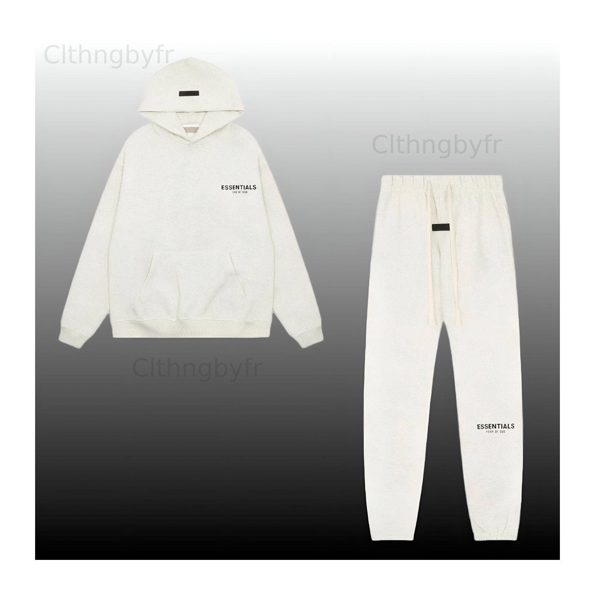 Unisex Fleece Essentials Tracksuit Casual Custom Logo Tracksuit XL CREAM GREY 